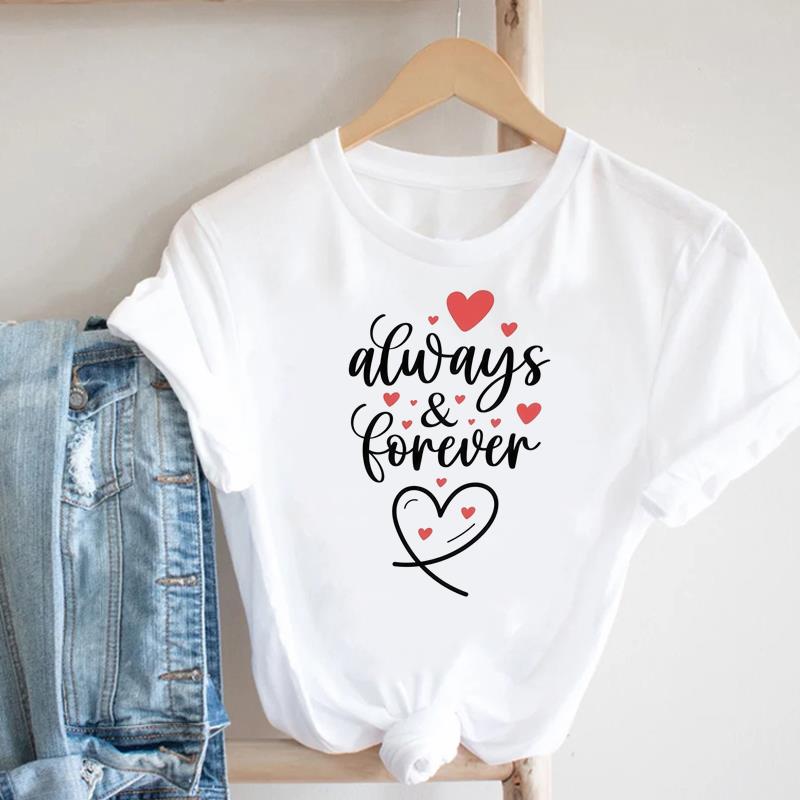 (Asian Size) love trend style  Lady Female Top Printed Women Tee Clothing Casual T Shirt Fashion Graphic Short Sleeve T-shirts