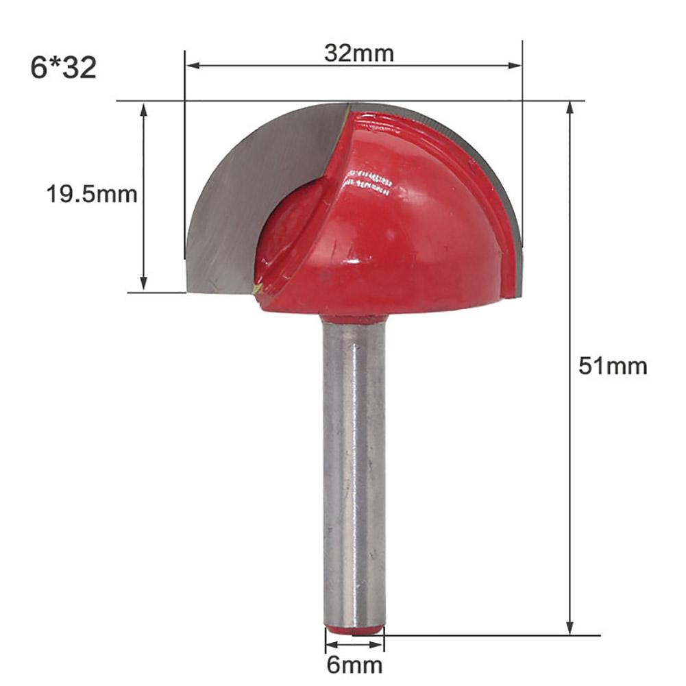 Broca Fresa para Madera de Vástago de 6 mm Broca Fresadora para Carpintería Ranuradora Redonda (6*32)