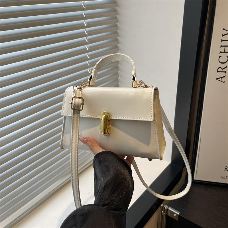 Leopardtryck ny modetextur crossbody-axelväska bärbar flicka liten fyrkantig retroväska stor kapacitet enfärgad