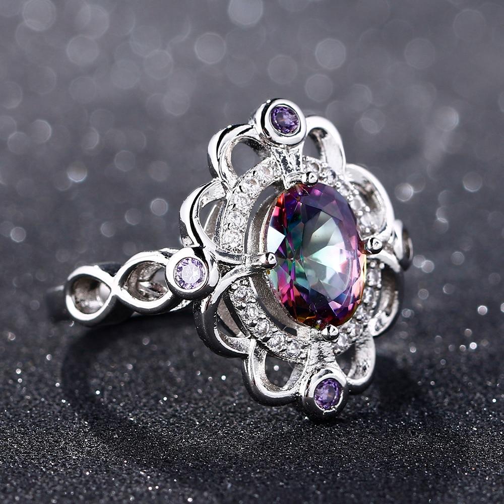 BELLA BOX Zirkonový prsten Real Mystic Rainbow Ametystové zásnubní prsteny pro ženy Dámské originální jemné šperky