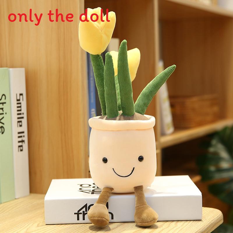 Plush Succulent Plant Series Tulip Plush Toy With Cartoon Design For Living Room Decor
