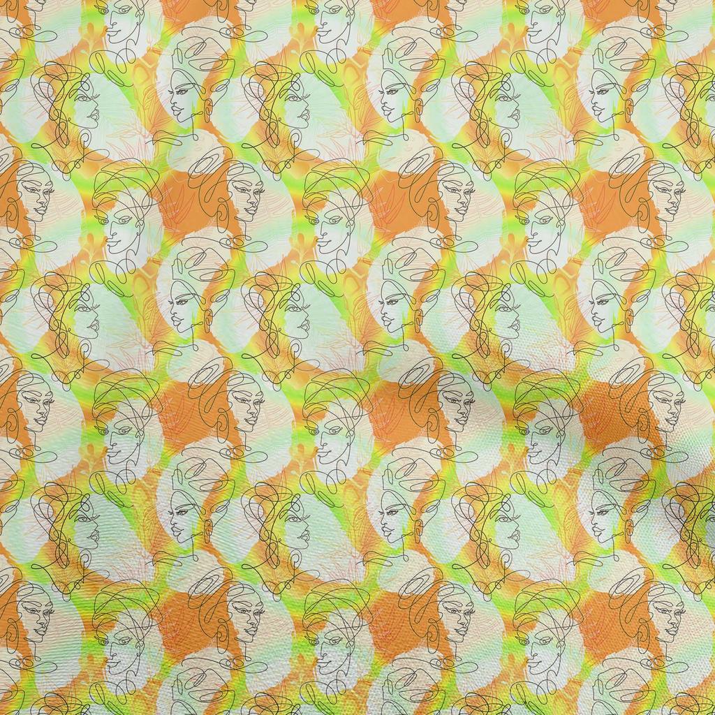 oneOone Cotton Poplin Medium Blue Fabric Abstract Illustration Quilting Supplies Print Sewing Fabric By The Yard 42 Inch