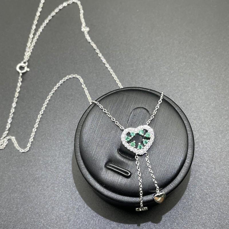 Daxin Jewelry S925 Silver Emerald 2021 New Arrival for Cross-Border Simple Elegant Womens Colored Chain Necklace