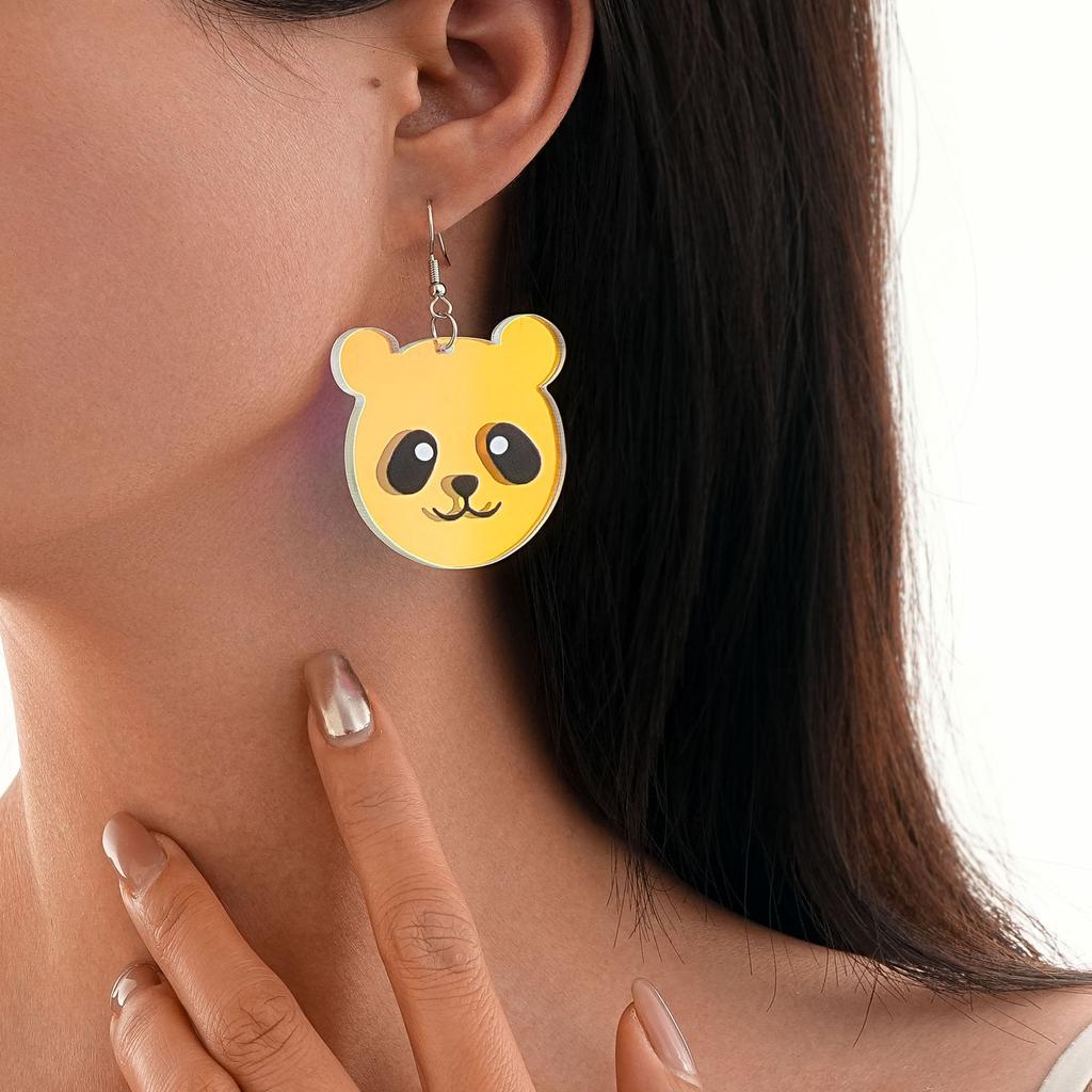 Environmentally Friendly Acrylic Earrings, Laser Cute Cartoon Panda Earrings, Earrings.