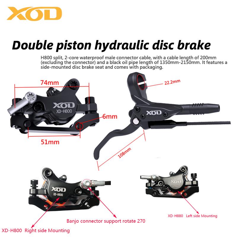 XOD XD-H800 / XD-H880 Hidrauliniai diskiniai stabdžiai elektriniams paspirtukams ir e-dviratiams, – Suderinami su KuKirin G2 G2MAX G3PRO G4 G5