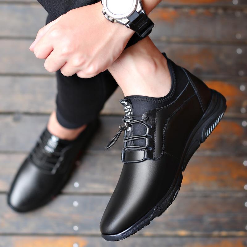 Fashion Men's Casual Shoes Leather PU Black Spring Male Footwear Loafers Soft Bottom Lace Up Outdoor Business Sneakers Shoes For Men