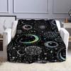 Celestial Moon and Stars Galaxy Pattern Patterned Flannel Blanket Perfect for the Bedroom Living Room, Sofa, or a Little Nap