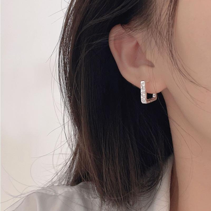 Square Non-specification Stud Earrings Cold Wind Simple Fashion Earrings Concave-convex Water Corrugated Ear Jewelry