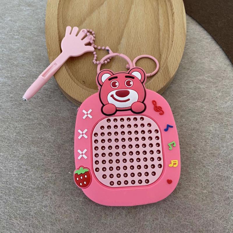 Magnetic Steel Ball Drawing Board Keychain - Cute Backpack Pendant or Car Key Accessory Gift.