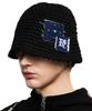 Aleseueseussi Rivet Patched Knit Bucket Hat - Black