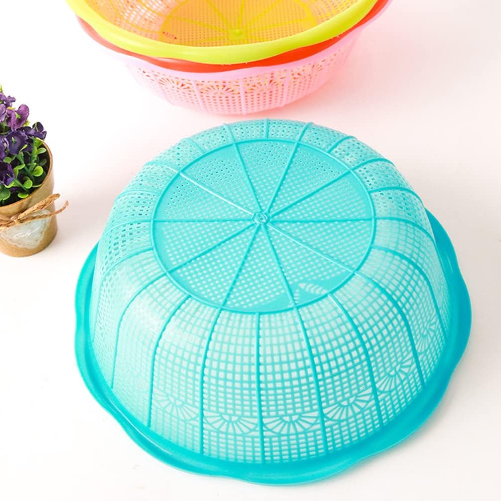 4Pcs Plastic Rice Washing Basket Set - Multifunctional Colander for Fruits Vegetables and Rice - Space-Saving Kitchen Tool - Assorted Color