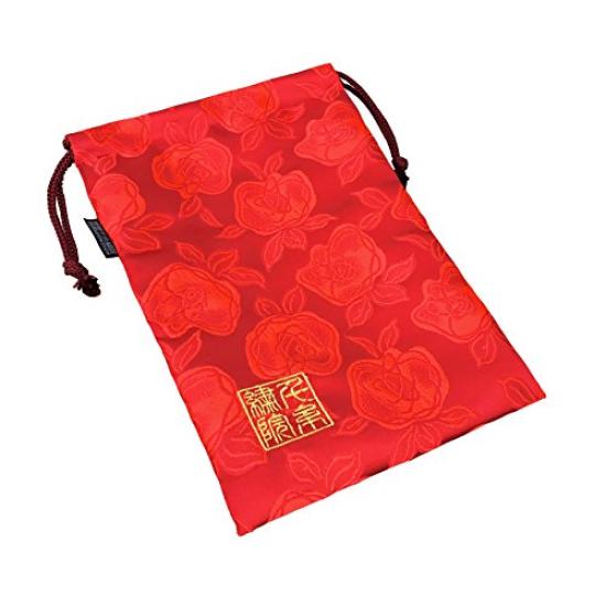 Senshishuin Nishijin Brocade Drawstring Bag Rose Large (Lined) Romantic/Red,