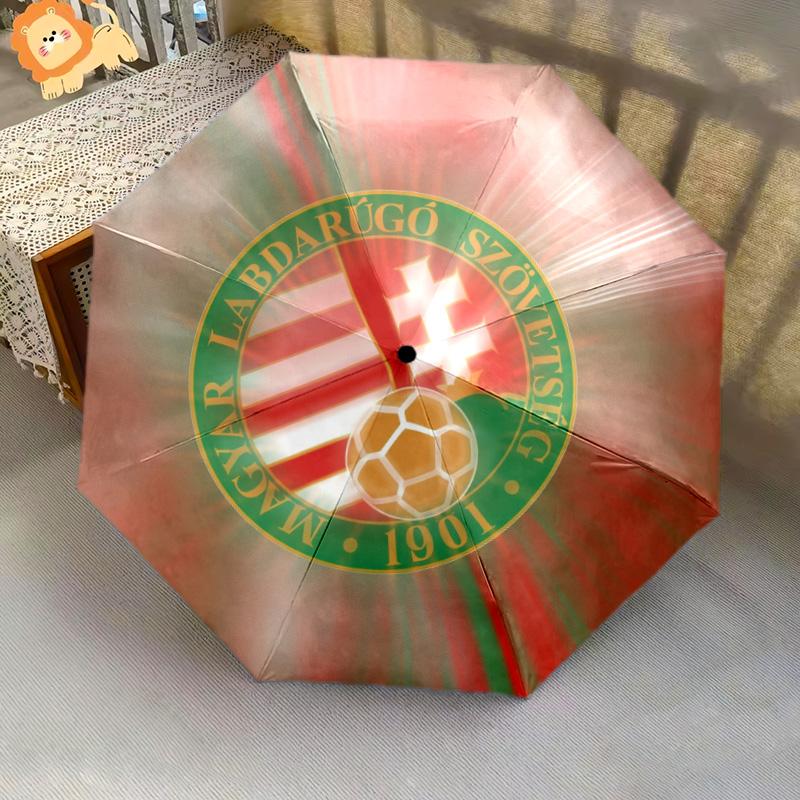 Hungary National Football Team pattern, automatic folding umbrella, portable and foldable design, 8 ribs, a Christmas or birthday gift.