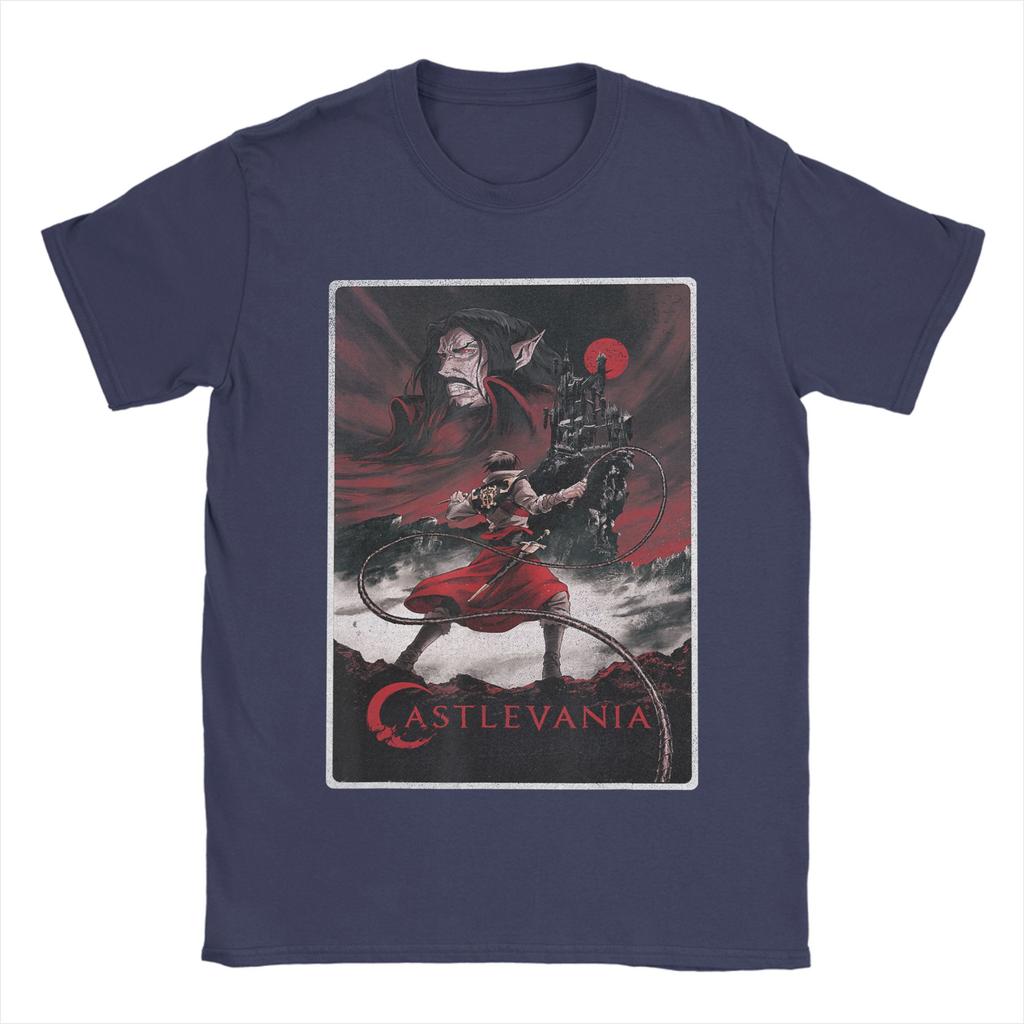 Vintage Castlevania Character Panels TShirts Men Round Collar Pure Cotton T Shirts  Short Sleeve Tees Plus Size Tops