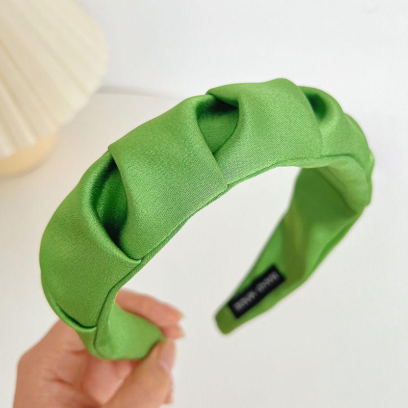 

Плиссированная повязка на голову, повязка для волос, простая изящная волна с широкими полями, элегантный головной убор, чистый цвет 17*13cm зелёный