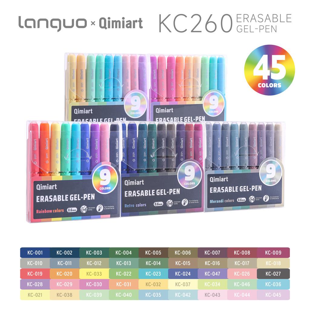 LANGUO 45/9 Colors Erasable Gel Pen 0.6mm Fine Point Erasable Pens Twist Smooth Writing Drawing Painting School Office Supplies