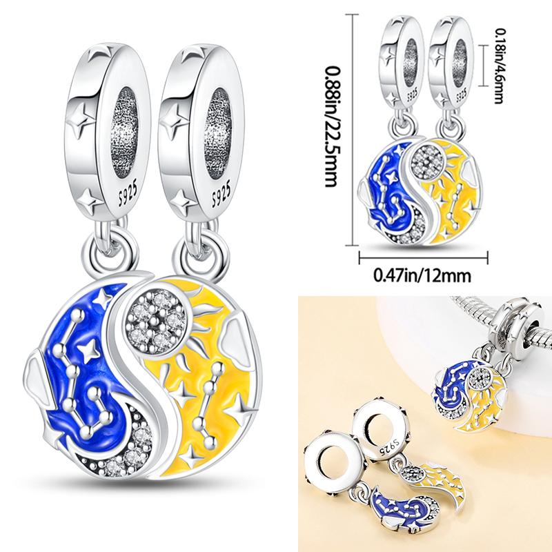 Shining New In Charms Bead Original Accessories Bracelets Copper Inlaid Zirconium Star Moon Dangle Diy Jewelry Gift Making