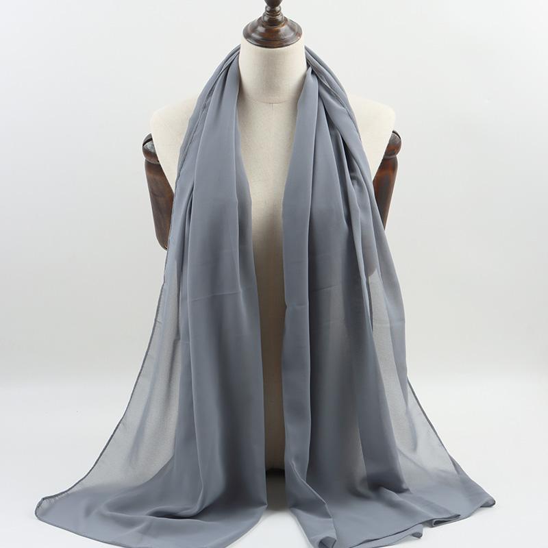 Fashion Pearl Chiffon Hijab Shawls Of Muslim Women Solid Color Head Wraps Scarf For Ladies