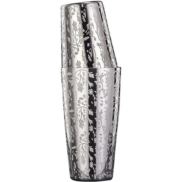 Etched Boston Cocktail Shaker Bar Tins Stainless Steel Bartender Kit Engraved Mixing Shaker Set Bar Tools
