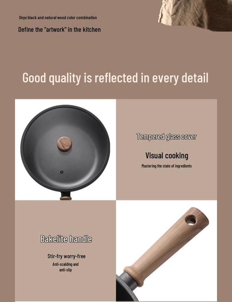 Titanium Non-Stick Frying Pan for Induction and Gas Stoves - Lightweight Flat-Bottom Wok for Stir-Fry Cooking