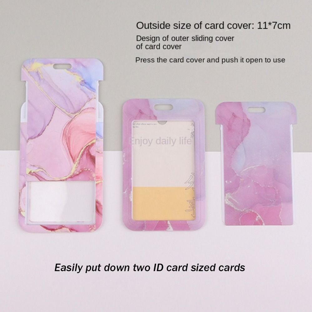 Fashion Marble Work ID Card Holder ID Name Tag Students Girls Bus Pass Access Card Cover Case Badge Holder Bank ID Holders With Retractable Lanyards