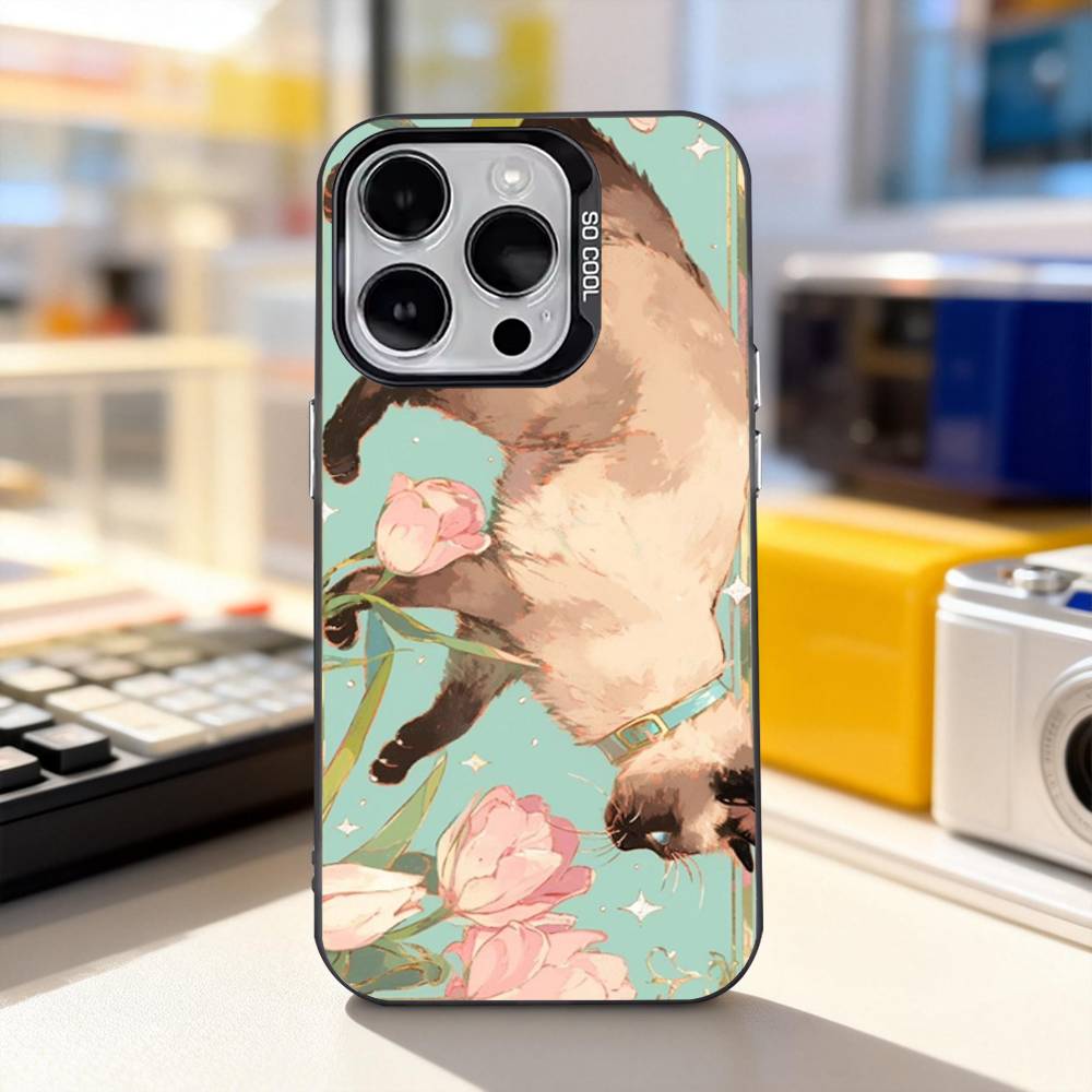 Funny Siamese Cats Cute For iPhone 11,12,13,14,15,16,17,Pro,Max,Plus,E,Air,Mini Phone Case IMD Matte Black