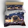 Adorable Pug with Starry Night Bedding Duvet Cover Set  (1*Duvet Cover 2*Pillowcases, Without Duvet Insert)