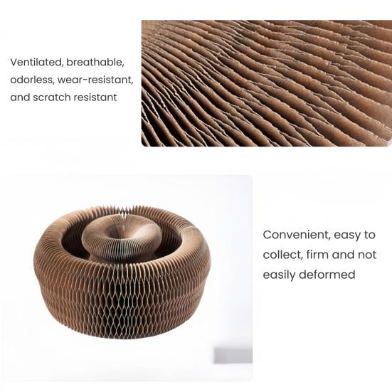 Cat Scratcher Accordion Toy Changeable Interactive Cat Scratching Board with Bell Ball Foldable Corrugated Paper Scratch Toy