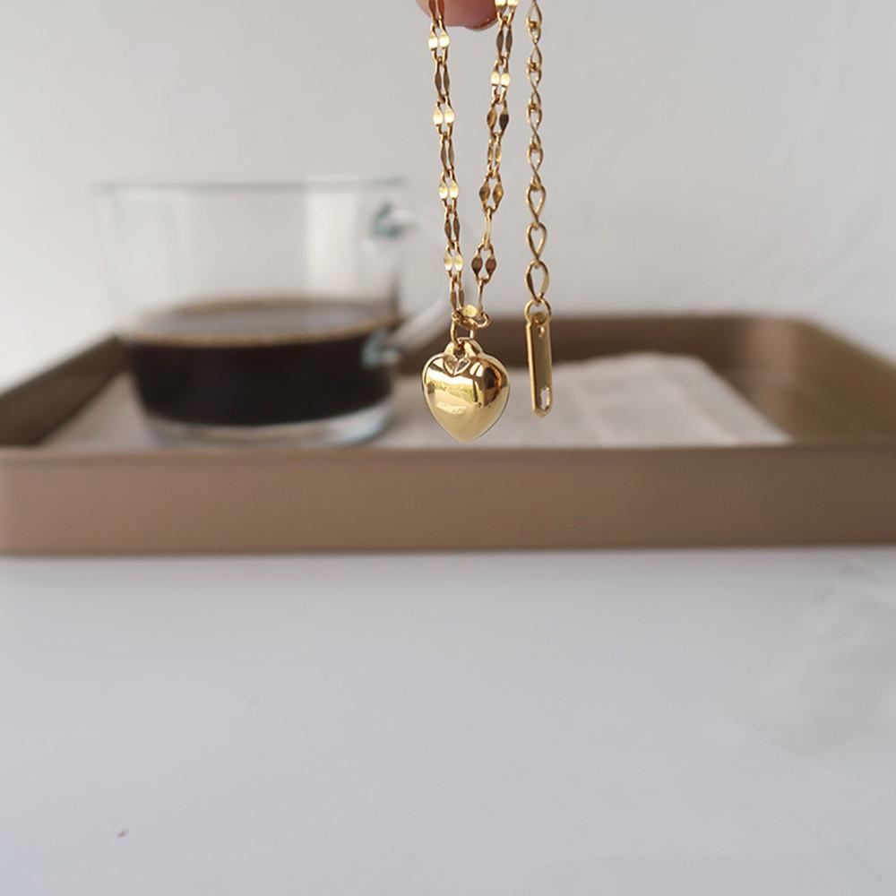 Женский Гладкий Золотой Браслет-Браслет в Форме Сердца - Корейский Стиль Титановая Сталь Ювелирные Изделия золотой