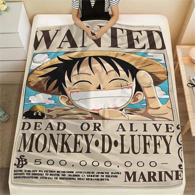 One Piece Character Print Flannel Blanket,High Quality Comfortable for All Seasons,Home Decor,Warmth and Comfort,Perfect for Christmas Gifts