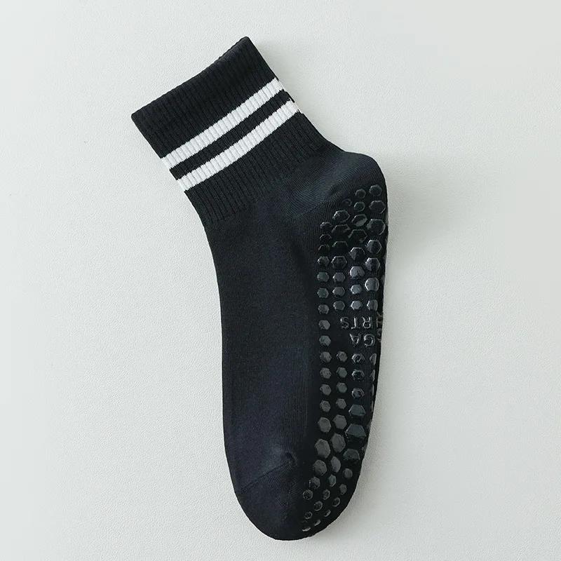 Yoga Socks Women Professional Silicone Non-slip Pilates Socks Casual Striped Cotton Indoor Floor Gym Fitness Dance Sports Socks