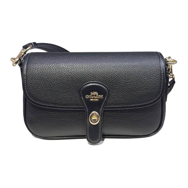 Coach 24 Classic Leather Shoulder Bag Medium Women Shoulder Bag Black CY683-IMBLK