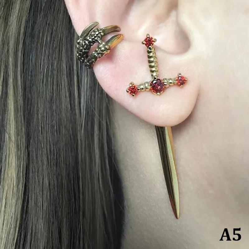 Gothic Sword Earrings Vintage Cool Punk  Ear Jacket Goth Dagger Earrings Jewelry Gift For Women