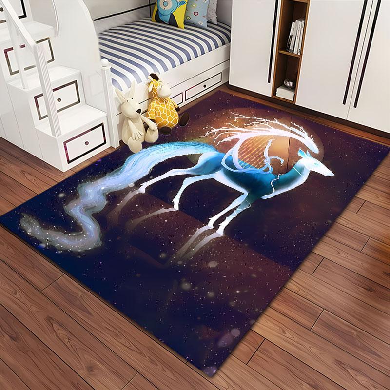 Sika Deer 3D Art Carpet, Living Room and Bedroom Household Items, Children's Room Sofa Mats, Doormat Floor  Anti-slip Rug, Gifts