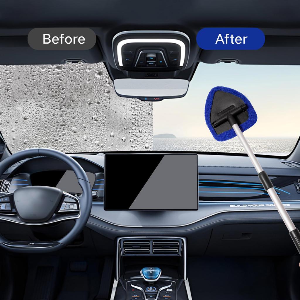 Car Front Windshield Cleaning Brush Multifunctional Telescopic Cleaning Car Wipe Cloth Cover Removal And Defogging Window Scraper