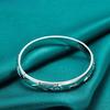925 Sterling Silver Smooth Carving Bangles Bracelet for Women Wedding Engagement Fashion Charm Jewelry