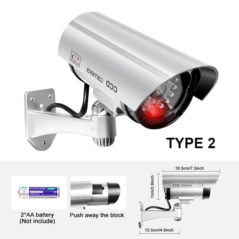1PC Dummy Security Camera Watreproof Indoor Outdoor Fake CCTV Surveillance System, Red Flashing LED Lights, No Wiring Required