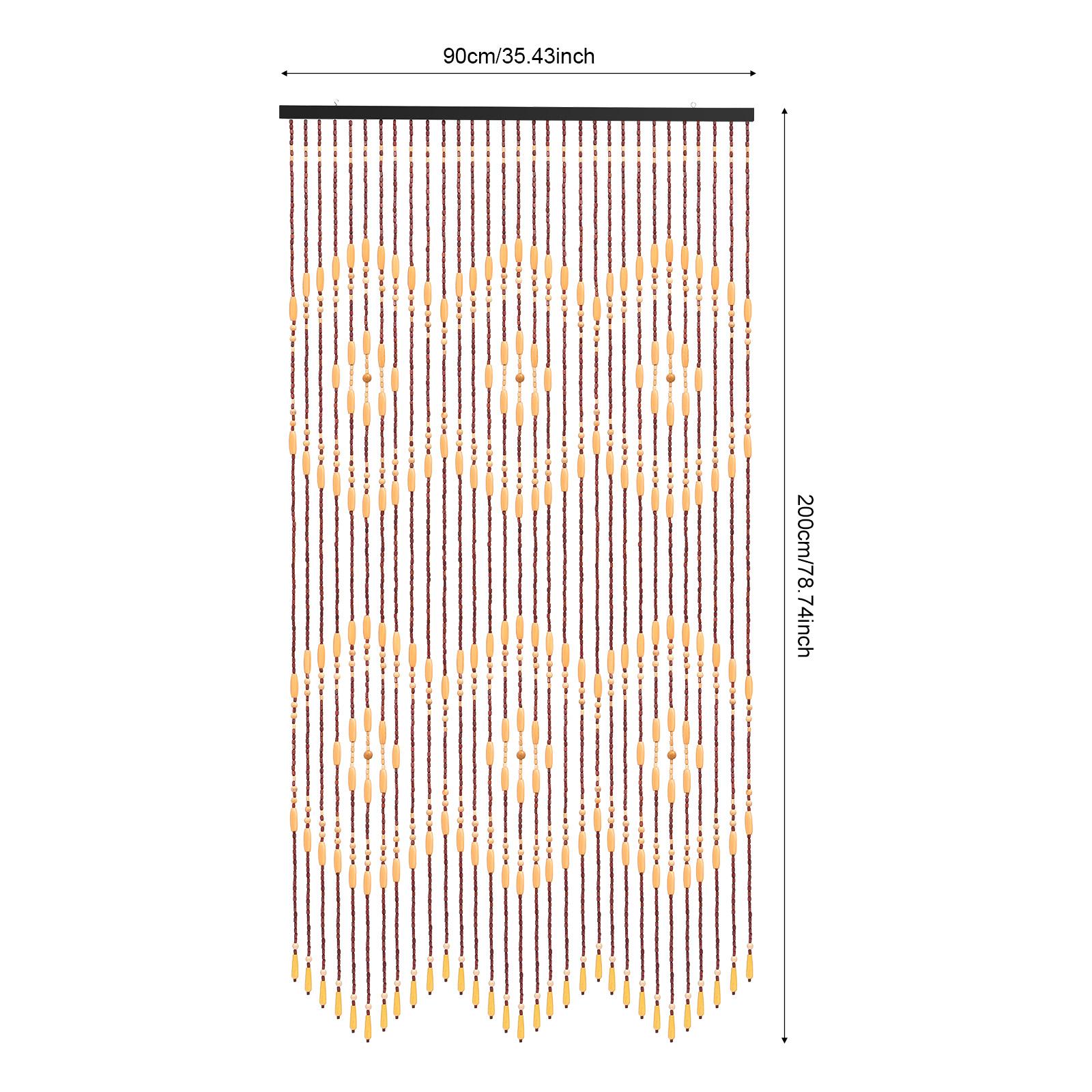 

200*90см Занавеска-разделитель комнаты, Бамбуковая деревянная занавеска из бусин, Деревянная занавеска для двери цвета бревна 52 нити Декор из бусин