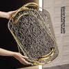 Rectangular Clear Luxury Tray Gold Rim Dining Tea Serving Platter Decorative Tray  Home Decor