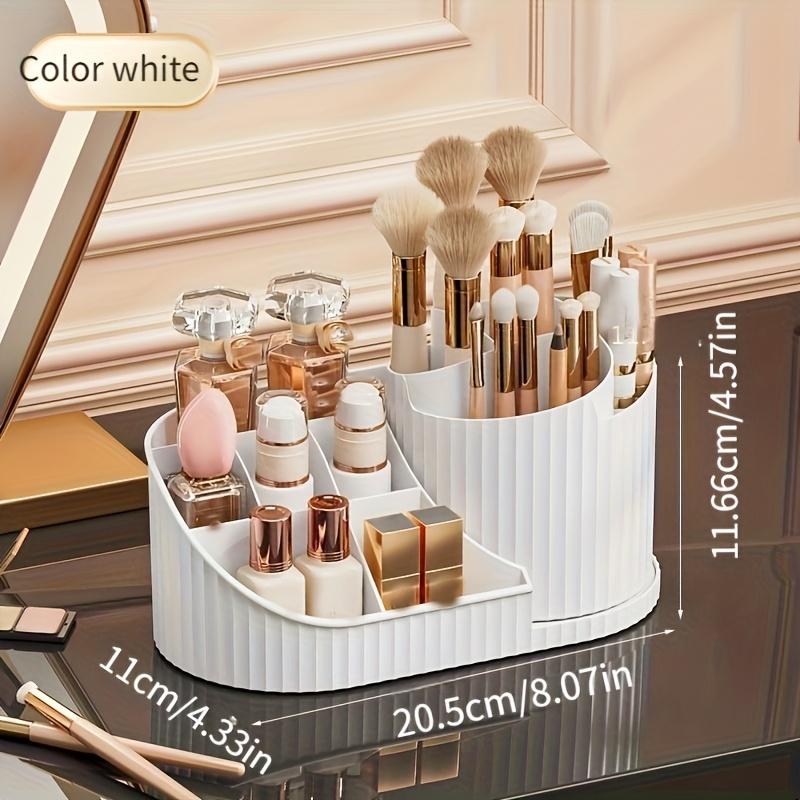 360° Rotating Makeup Brush Storage Box with 5 Slots - Cosmetic Storage Box - Perfect for Bathroom Vanity or Desktop Display, Cosmetics Holder