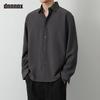 Frühling Schön Locker Einfarbig Vielseitig Lässig Eis Seide Langärmliges Hemd für Männer Frauen
