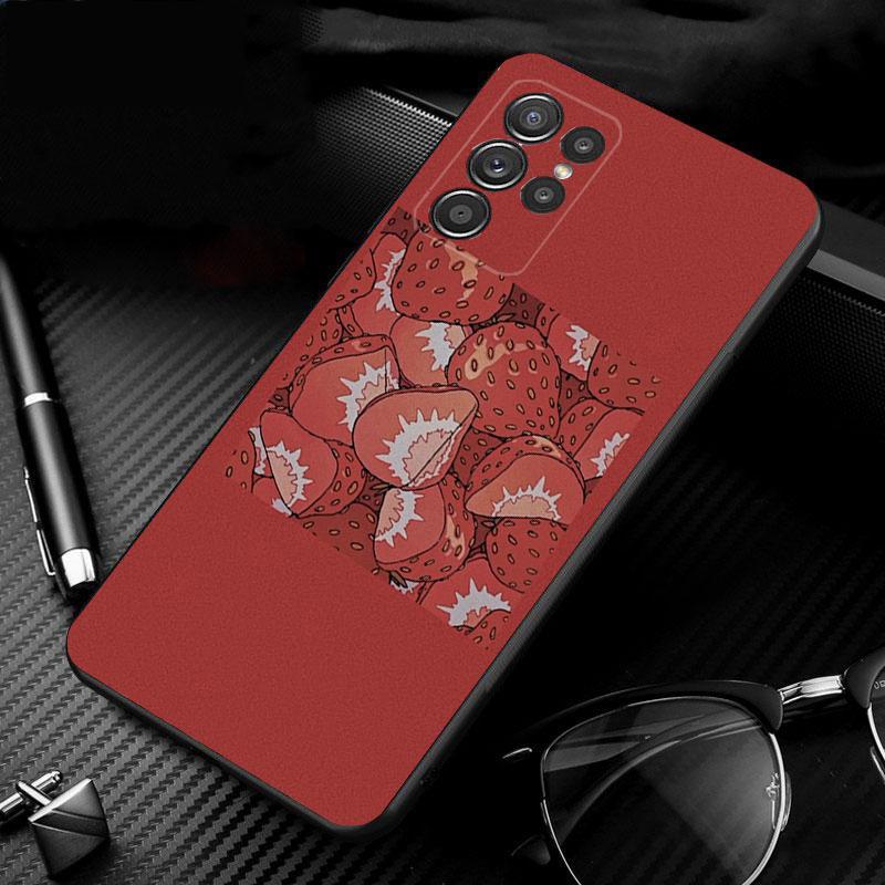 Phone Case For Samsung Galaxy S26 S25 S24 S23 S22 Ultra S23 S22 S25 Plus S24 FE S26Edge Strawberry Cat Cartoon