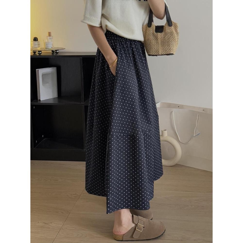 Flowy Floral Print Midi Skirt With Lining For Women French Sweet Style Skirt
