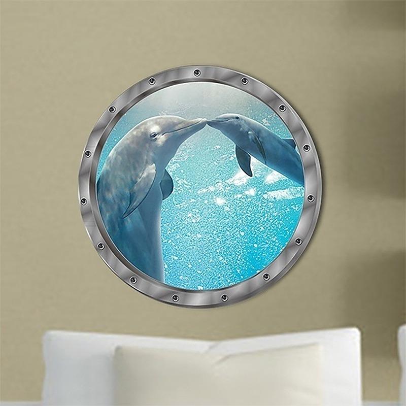 Bathroom Pvc Decals Underwater Fish Wall Stickers Waterproof Capybara Dolphin Tortoise Stickers Washing Machine Decoration
