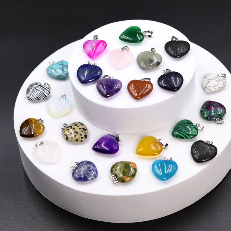 Amethyst & Achat Herz Halskette: Natürlicher Stein 20mm Anhänger Schlüsselanhänger Zubehör