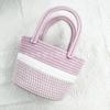 Retro khaki color matching portable cotton thread bag girl versatile portable women's bag cotton rope woven bag
