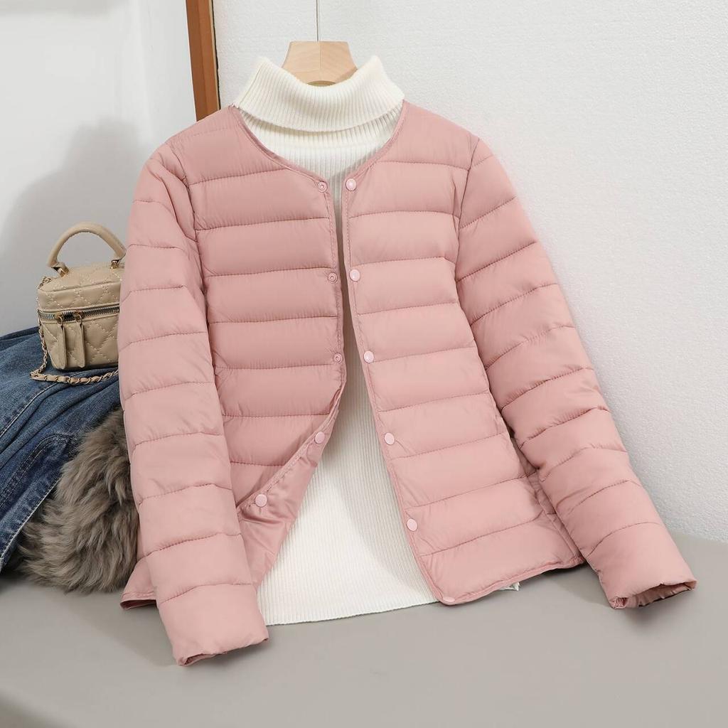 Autumn and Winter Light Cotton Clothes Women's Short Versatile Inner Wear Warm Clothes Liner Round Neck Close-fitting Cotton-padded Clothes