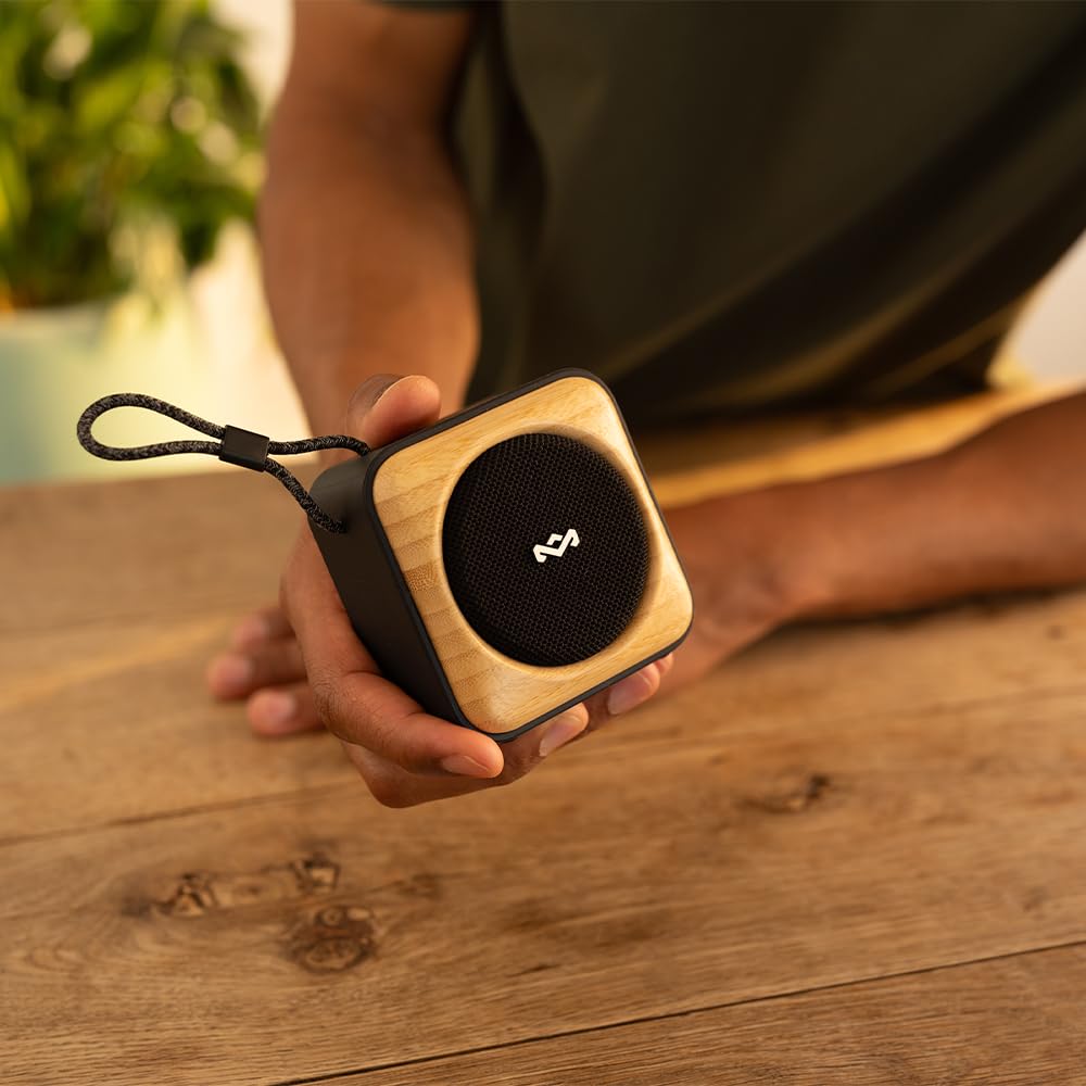 The House of Marley Wireless Portable Waterproof Speaker ROOTS Signature Black Compact Up To 10 Hours Continuous Playback IP67 Dustproof Waterproof