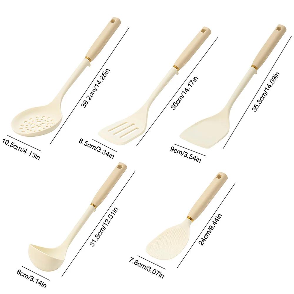 5Pcs Silicone Utensils Set White Non-Stick Cookware Spatula Shovel Rice Spoon Kitchenware Kitchen Accessories