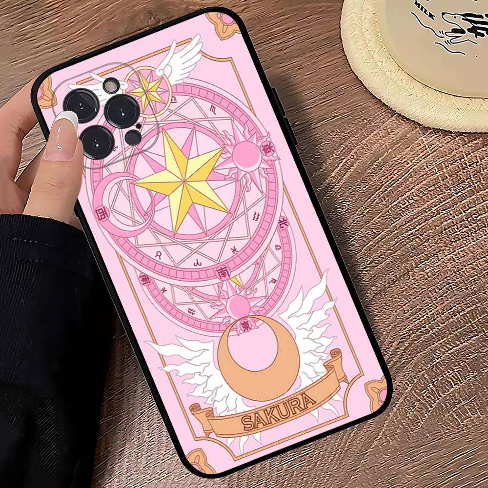 Anime C-CardcaptorS S-Sakura Phone Case For Iphone 17 16 15 14 13 12 11 Pro Max Plus Black Shell Cover Case